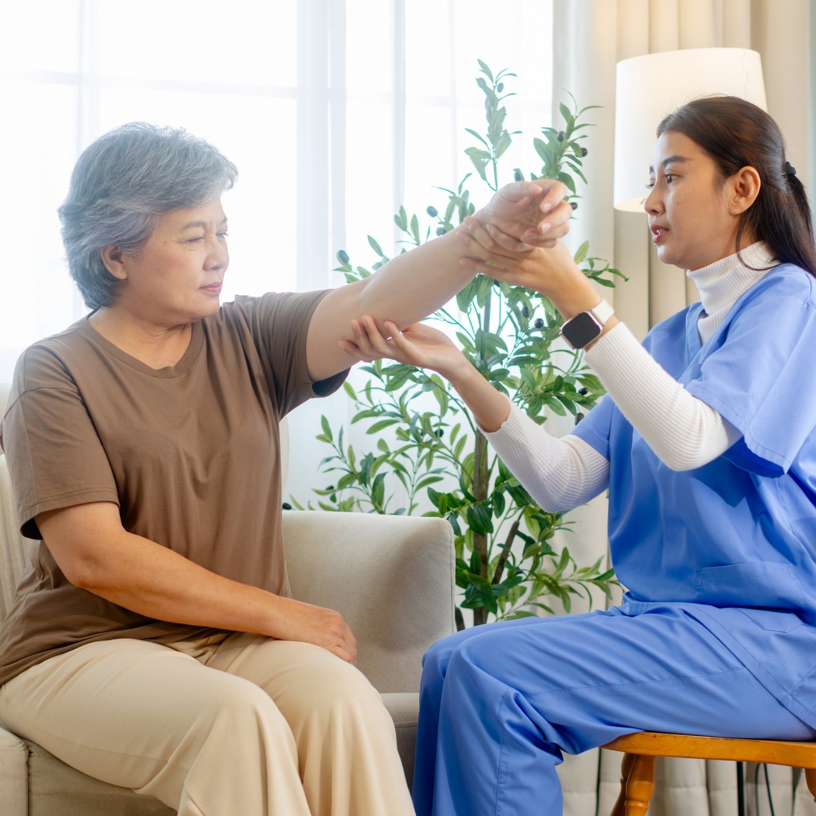 Physiotherapy student treating patient during clinical placement in Australia