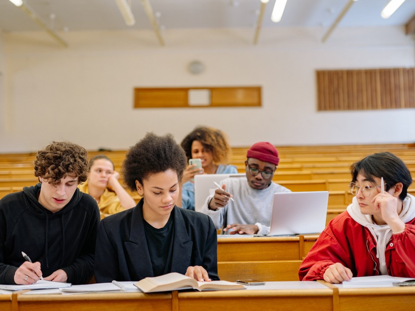 International students in a UK university lecture hall